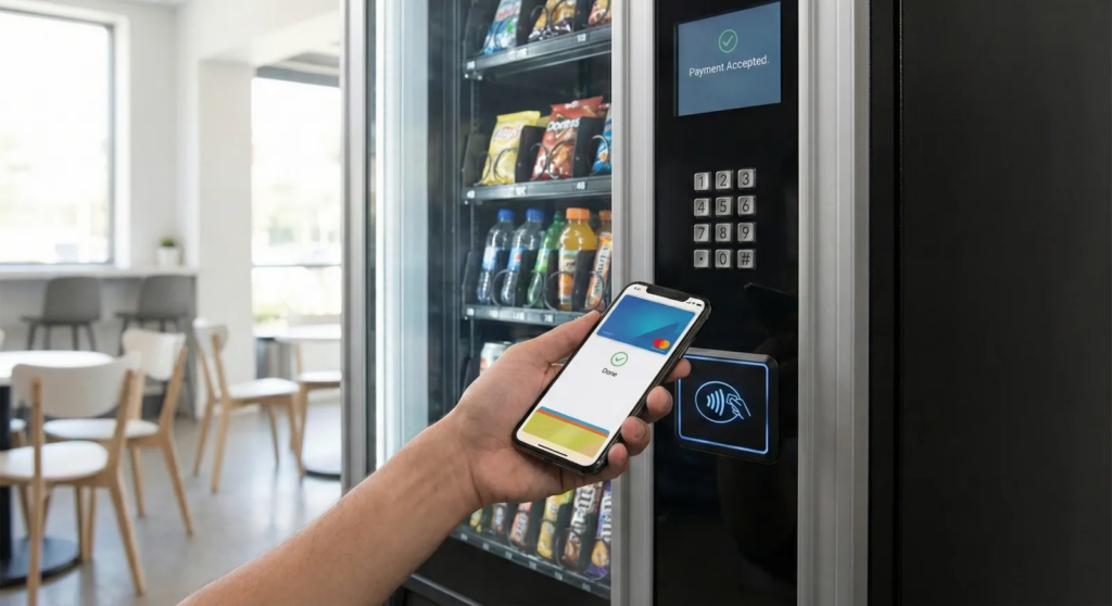 Contactless payment smartphone kiosk